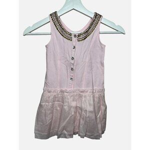 Lili Gaufrette Dress Girls Size 4 Kids Sleeveless Sundress Beaded Sequins Pink
